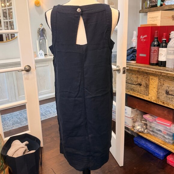 For Cynthia Navy Blue Linen Dress Size M Sleeveless Tank - Picture 6 of 9